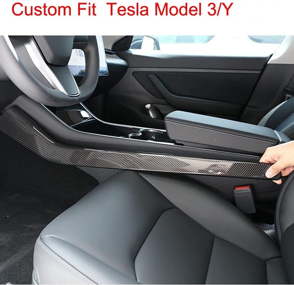 Carbon Fiber Center Console Side Trim for Tesla Model 3/Y - Teskay