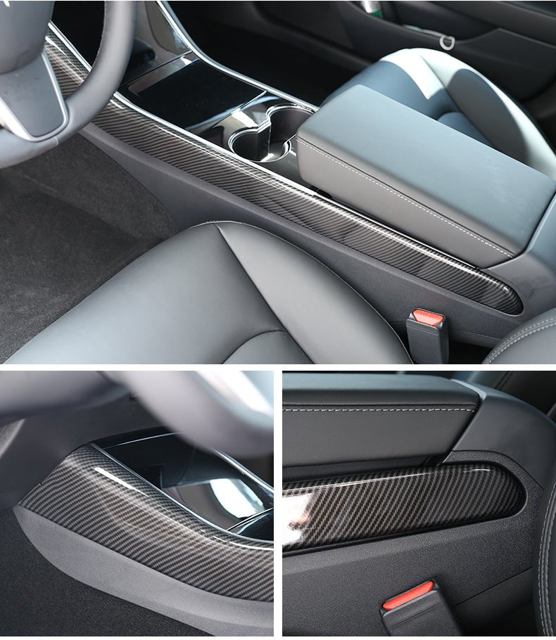 Carbon Fiber Center Console Side Trim for Tesla Model 3/Y - Teskay