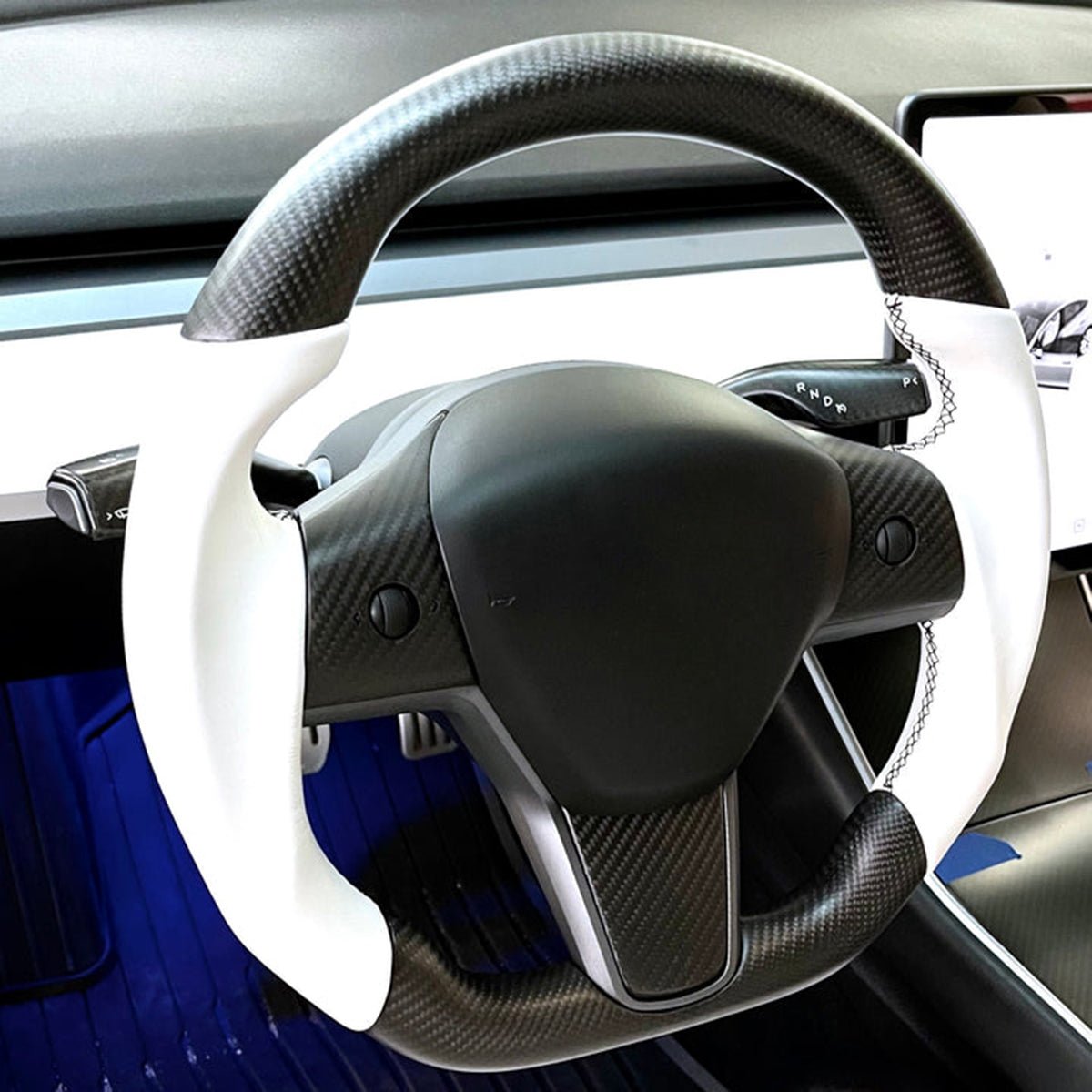 Sport Round Carbon Fiber Steering Wheel for Model 3 / Y - Teskay