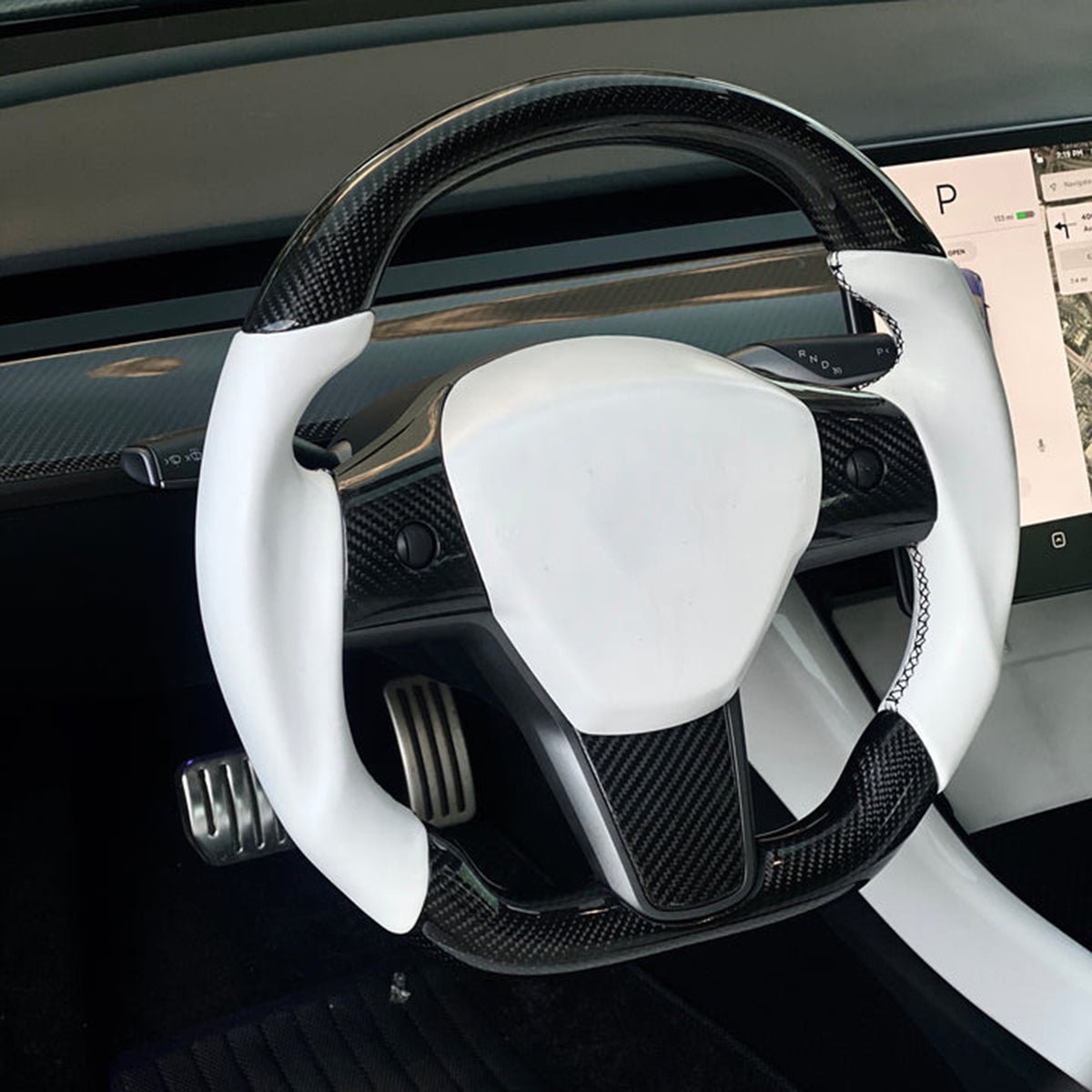 Sport Round Carbon Fiber Steering Wheel for Model 3 / Y - Teskay