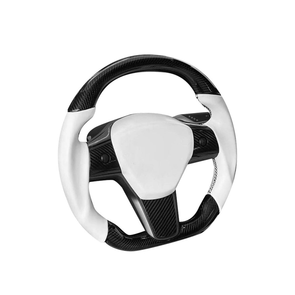 Sport Round Carbon Fiber Steering Wheel for Model 3 / Y