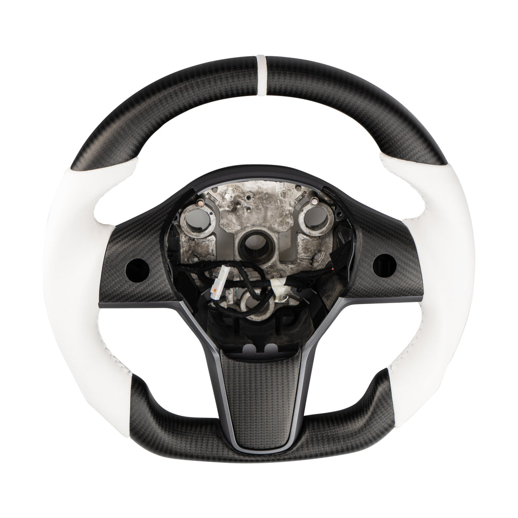 Sport Round Carbon Fiber Steering Wheel for Tesla Model 3/Y - Teskay