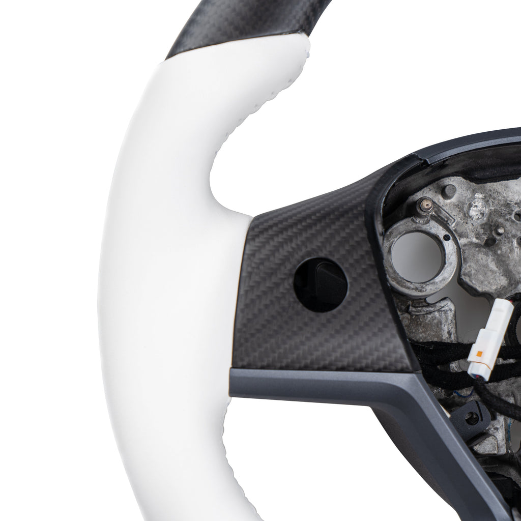 Sport Round Carbon Fiber Steering Wheel for Tesla Model 3/Y - Teskay