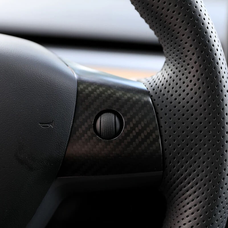 Carbon Fiber Steering Wheel Center Trim Cover for Tesla Model 3/Y  - Teskay
