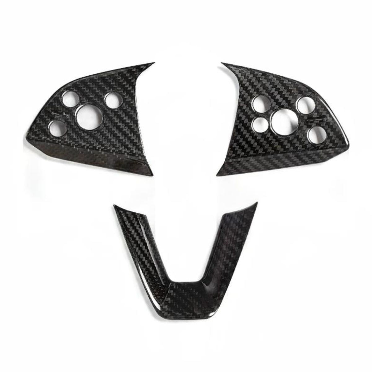 Carbon Fiber Steering Wheel Center Trim Cover for Tesla Model 3/Y Model 3 Highland 2024+ Glossy Carbon Fiber