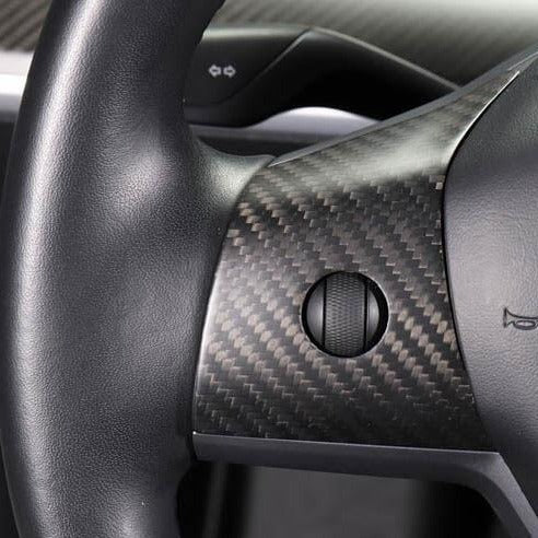 Carbon Fiber Steering Wheel Center Trim Cover for Tesla Model 3/Y  - Teskay