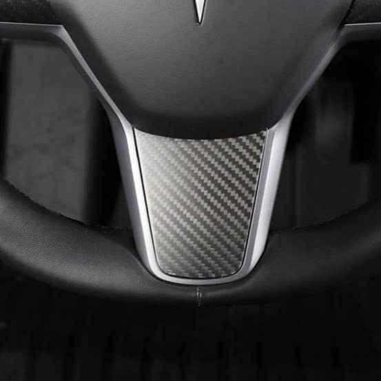 Carbon Fiber Steering Wheel Center Trim Cover for Tesla Model 3/Y  - Teskay