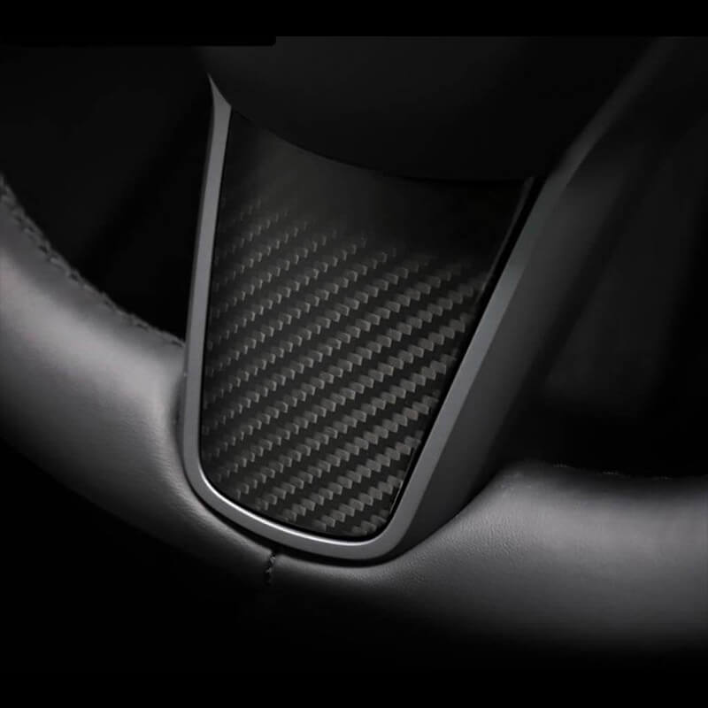 Carbon Fiber Steering Wheel Center Trim Cover for Tesla Model 3/Y  - Teskay