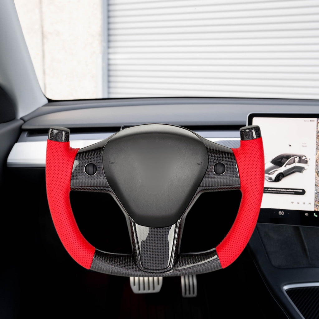 Modify Carbon Fiber Yoke-Style Steering Wheel for Tesla Model 3 / Y - Teskay