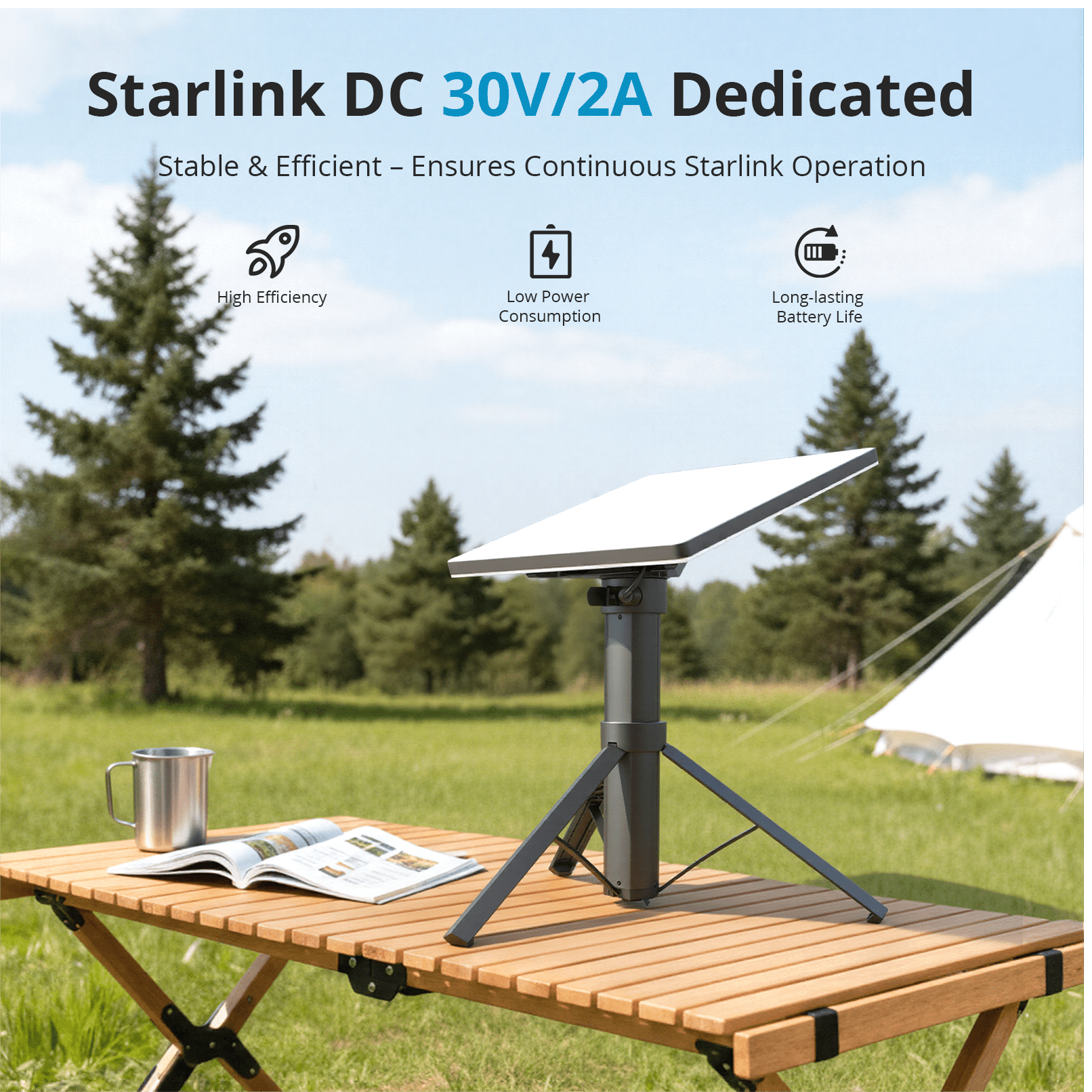 Portable Power & Mounting System for Starlink Mini | 45000mAh Battery Tripod Stand
