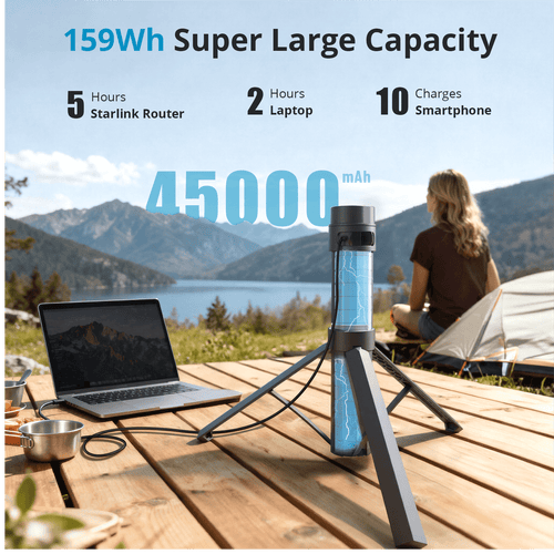 Portable Power & Mounting System for Starlink Mini | 45000mAh Battery Tripod Stand
