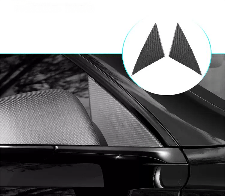 Real Dry Carbon Fiber A-Pillar Accent Overlays for Tesla Model 3 / Y - Tesla