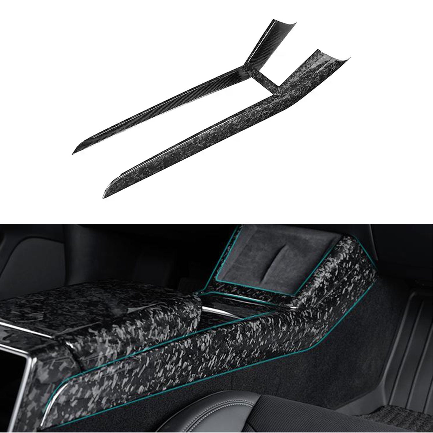 Dry Carbon Fiber Center Console Combo Trim for Model 3 Highland & Model Y Juniper - Teskay