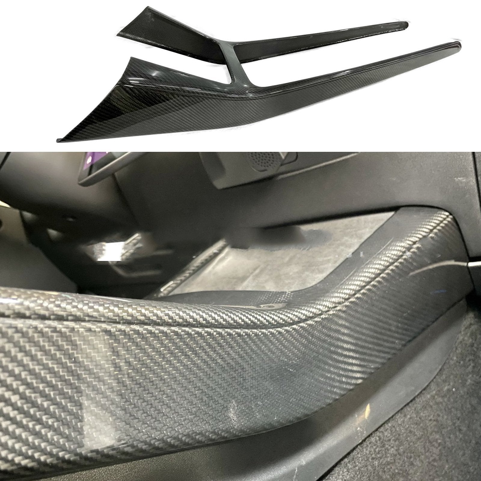 Real Dry Carbon Fiber Center Console Trim Panel for Tesla Model Y 2021-2024 - Teskay
