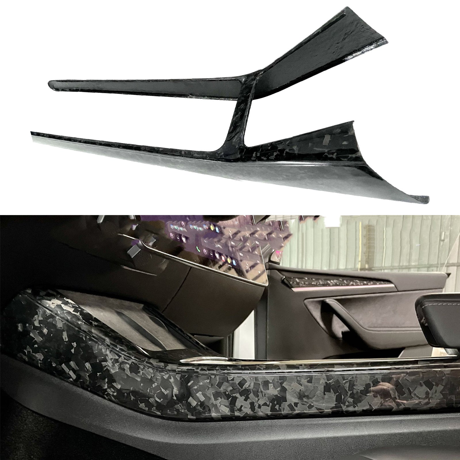 Real Dry Carbon Fiber Center Console Trim Panel for Tesla Model Y 2021-2024 - Teskay