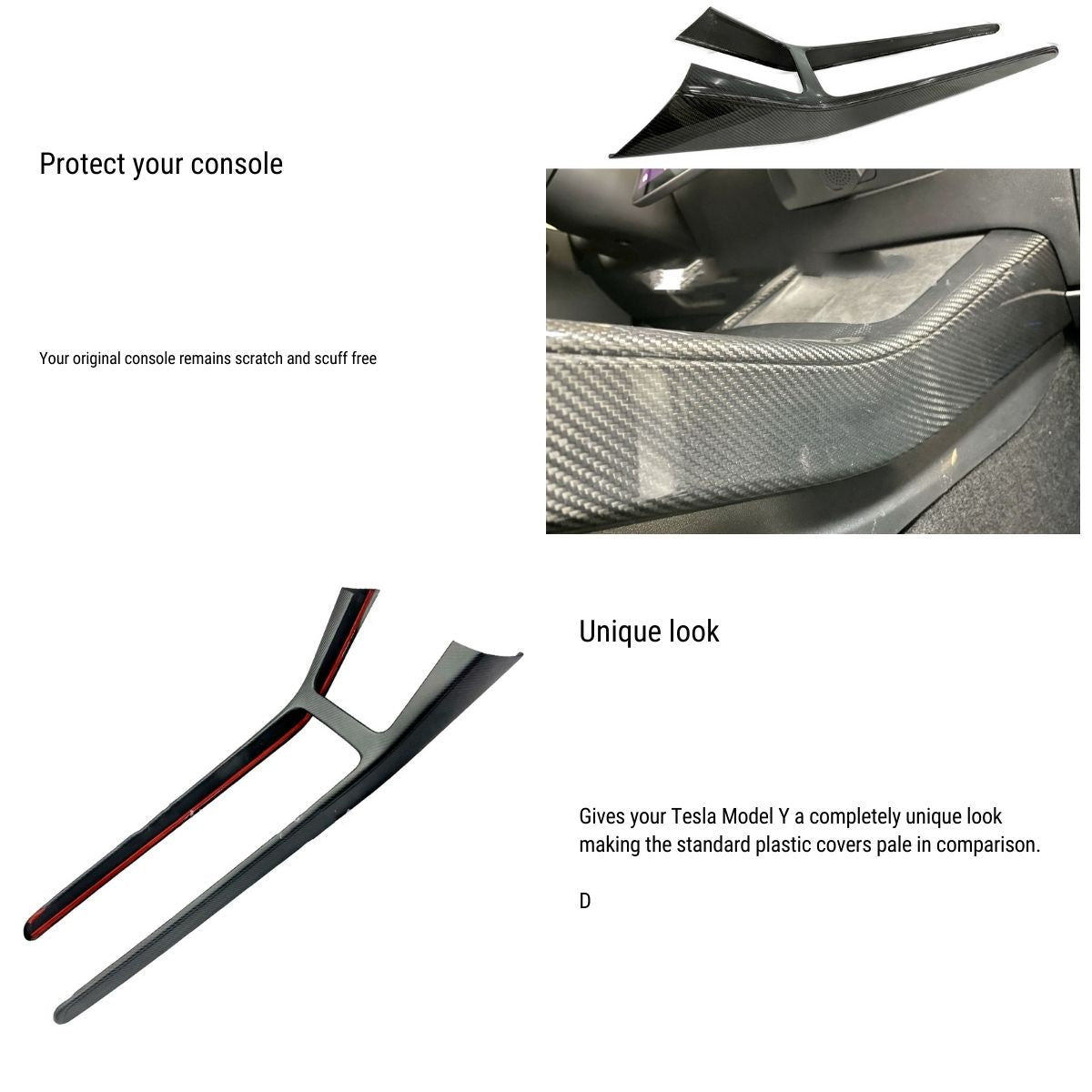 Real Dry Carbon Fiber Center Console Trim Panel for Tesla Model Y 2021-2024 - Teskay