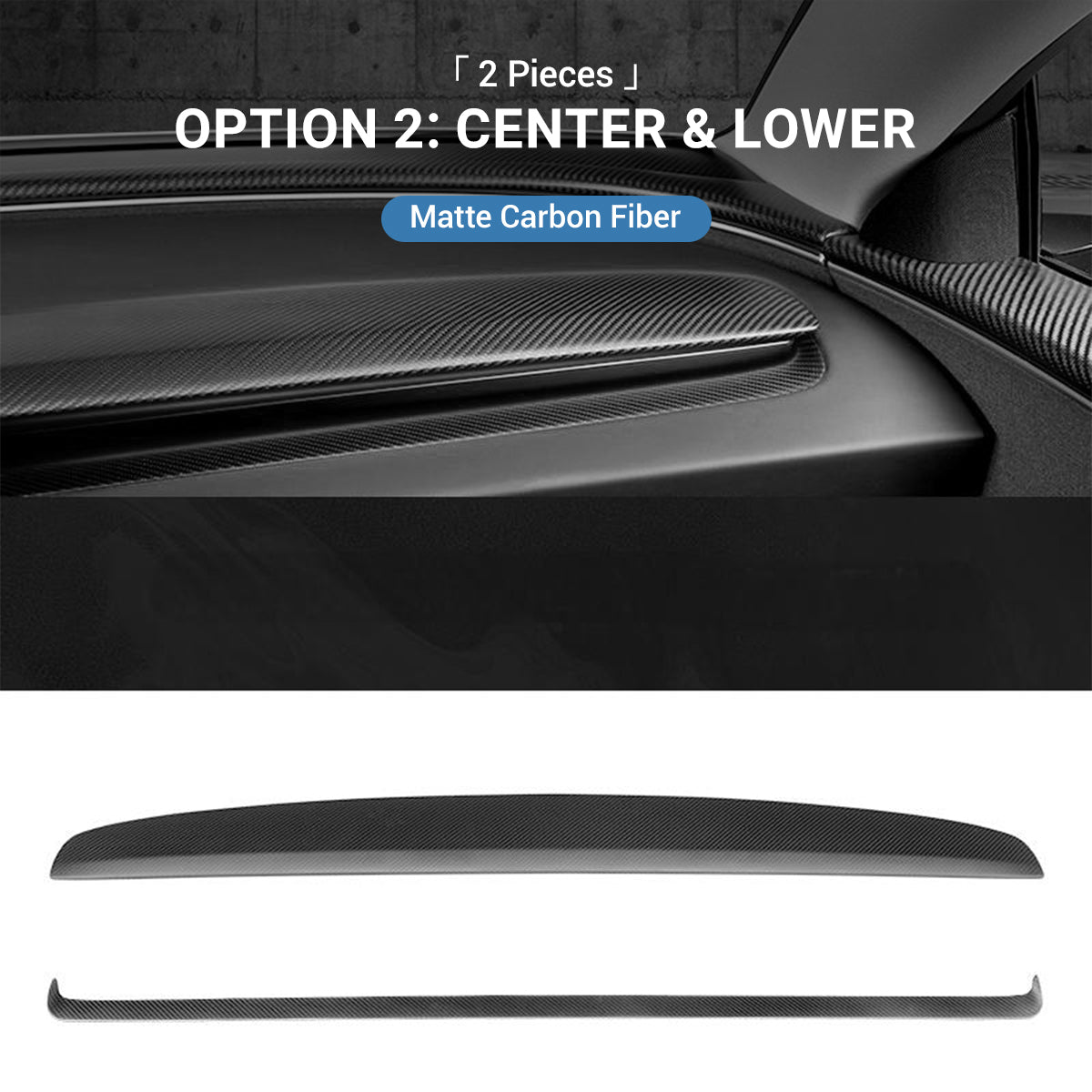 Real Dry Carbon Fiber Dashboard Cover for Model 3 Highland / Model Y Juniper - Teskay