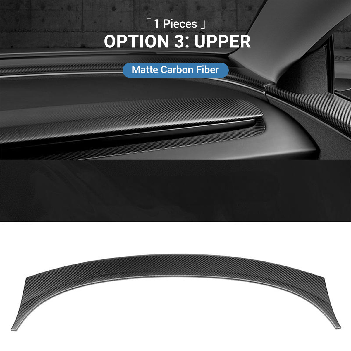Real Dry Carbon Fiber Dashboard Cover for Model 3 Highland / Model Y Juniper - Teskay
