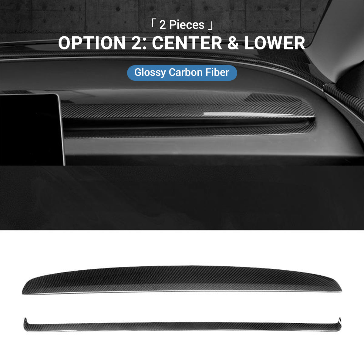Real Dry Carbon Fiber Dashboard Cover for Model 3 Highland / Model Y Juniper - Teskay