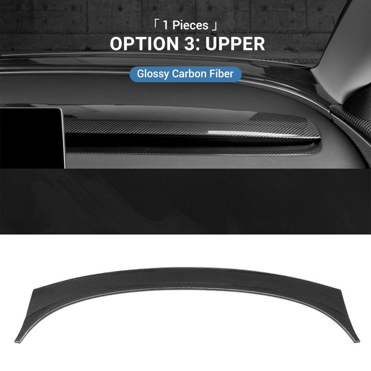 Real Dry Carbon Fiber Dashboard Cover for Model 3 Highland / Model Y Juniper - Teskay