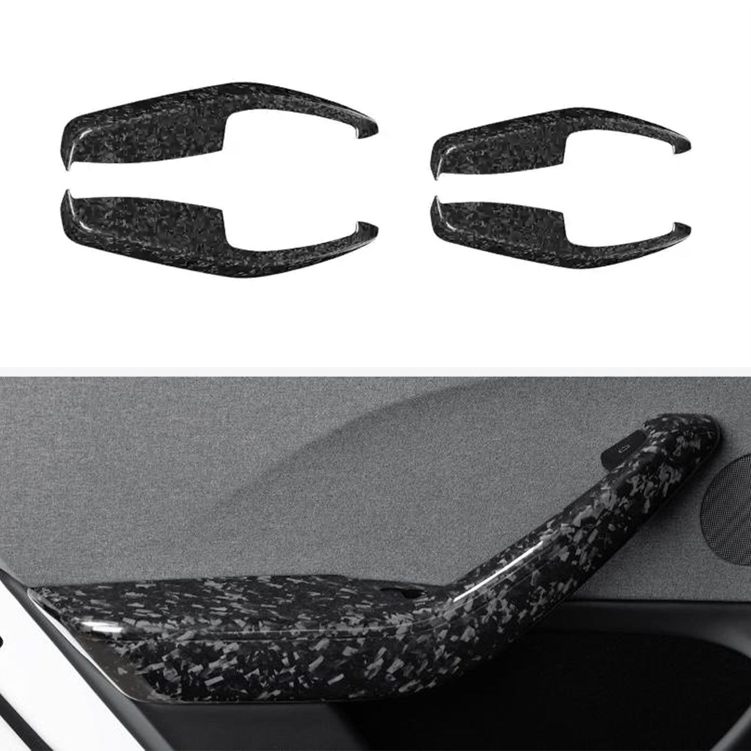 Real Dry Carbon Fiber Door Armrest Cover Overlays for Tesla Model 3 Highland - Teskay