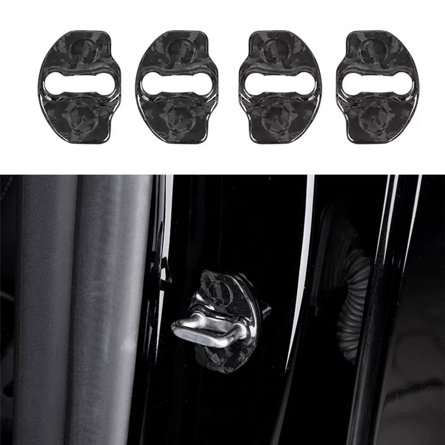 Real Dry Carbon Fiber Door Lock Cover for Tesla Model 3 & Model Y - Teskay