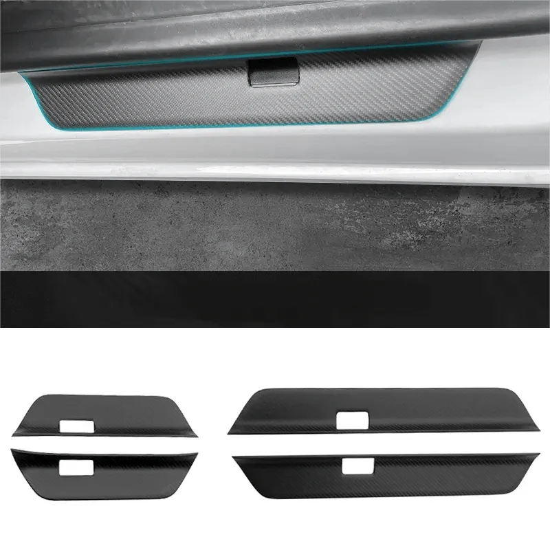 Real Dry Carbon Fiber Door Sill Strip Overlay for Tesla Model 3/Y - Teskay