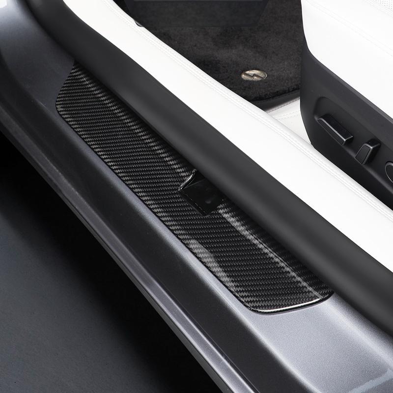 Real Dry Carbon Fiber Door Sill Strip Overlay for Tesla Model 3/Y - Teskay