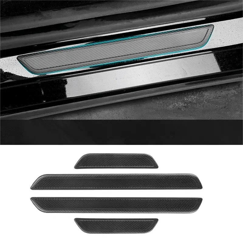 Real Dry Carbon Fiber Door Sill Strip Overlay for Tesla Model 3/Y - Teskay