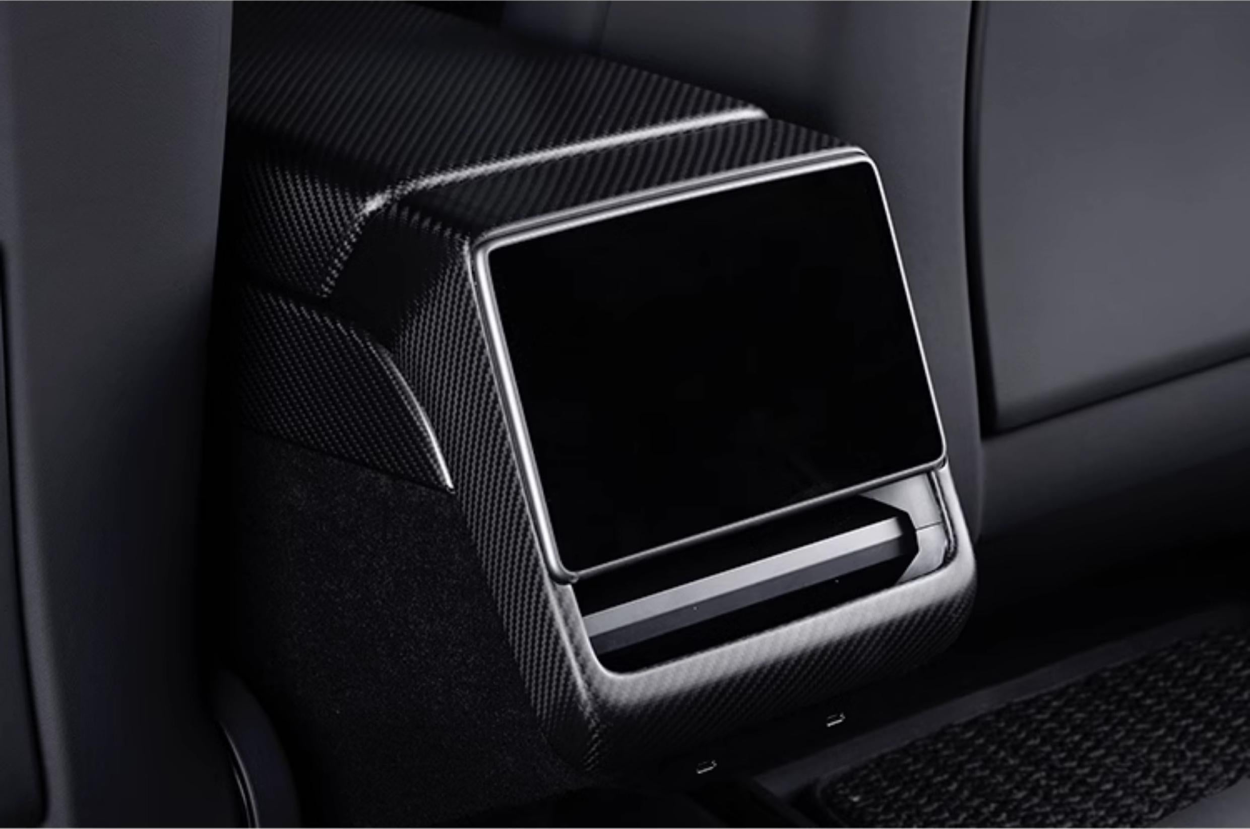 Real Dry Carbon Fiber Rear Screen Trim for Tesla Model 3 Highland & Model Y Juniper - Teskay