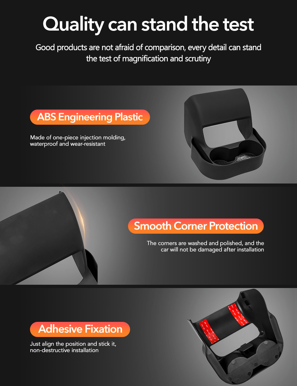 Rear Air Vent Cup Holder Storage Box For Tesla Model 3/Y