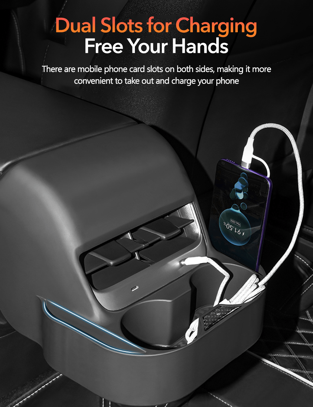 Rear Air Vent Cup Holder Storage Box For Tesla Model 3/Y