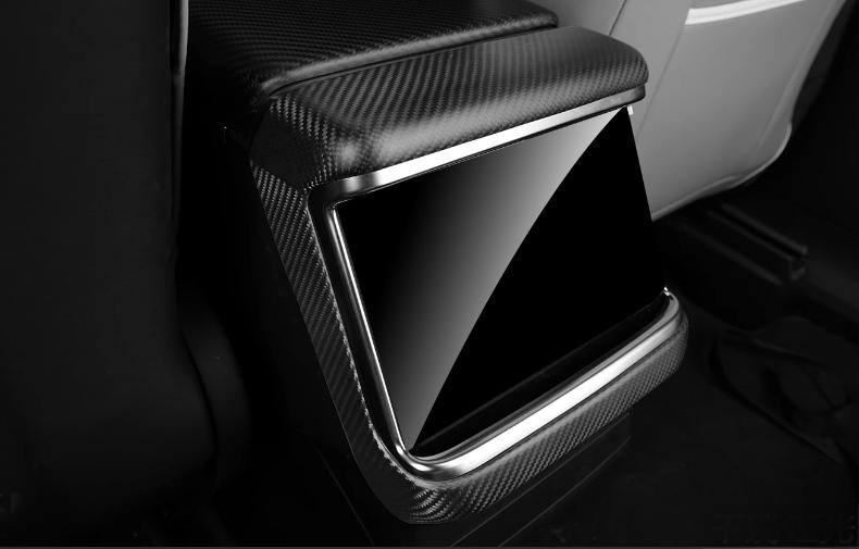 Rear Screen Air Outlet Frame Dry Carbon Fiber Overlay for Tesla Model S/X 2021+