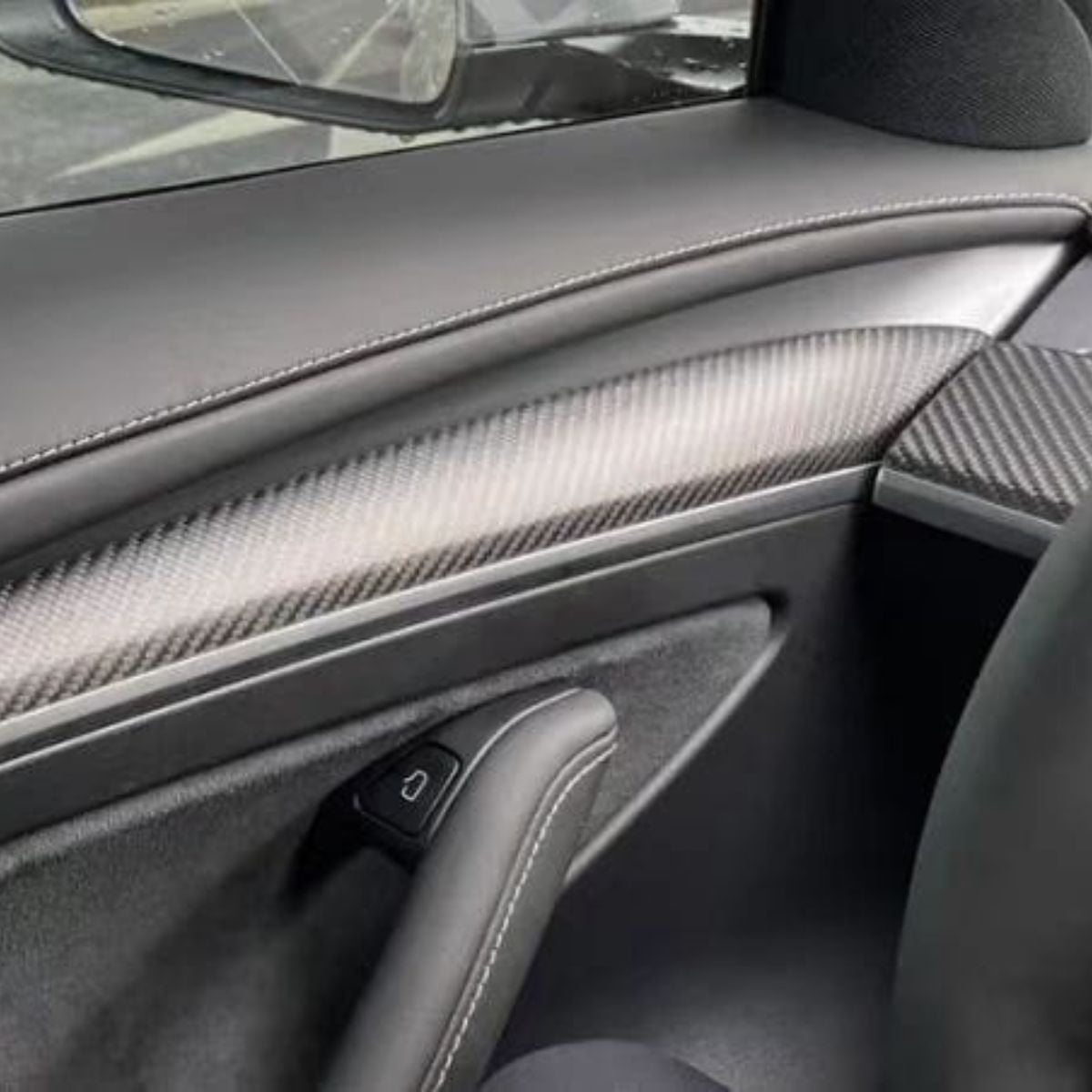 Repalcement Real Carbon Fiber Front Door Trim Panel  for Tesla Model 3 / Y 2021-2023 - Teskay