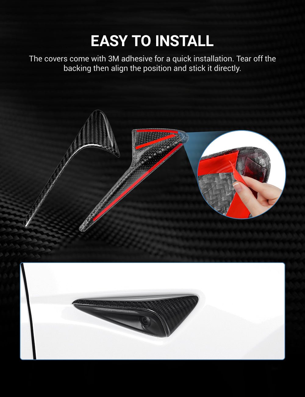 Model 3/S/Y/X Carbon Fiber Side Camera Turn Signal Cover - Teskay