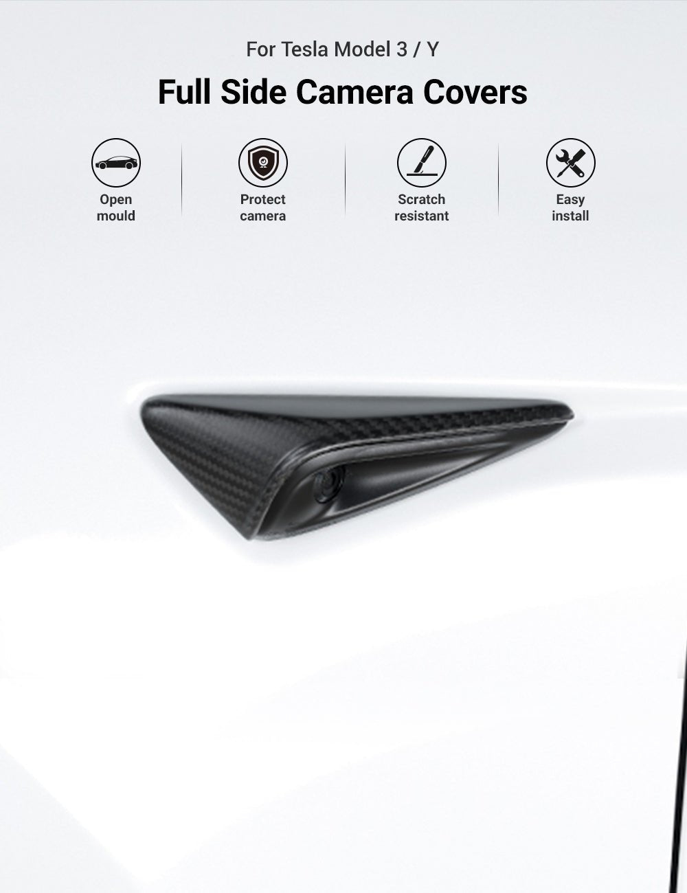 Model 3/S/Y/X Carbon Fiber Side Camera Turn Signal Cover - Teskay