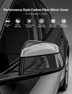Tesla Model Y Juniper Dry Carbon Fiber Side Mirror Covers (OEM Style) - Teskay