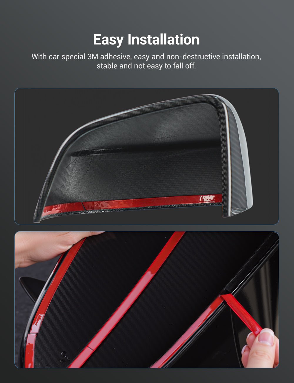 Tesla Model Y Juniper Dry Carbon Fiber Side Mirror Covers (OEM Style) - Teskay