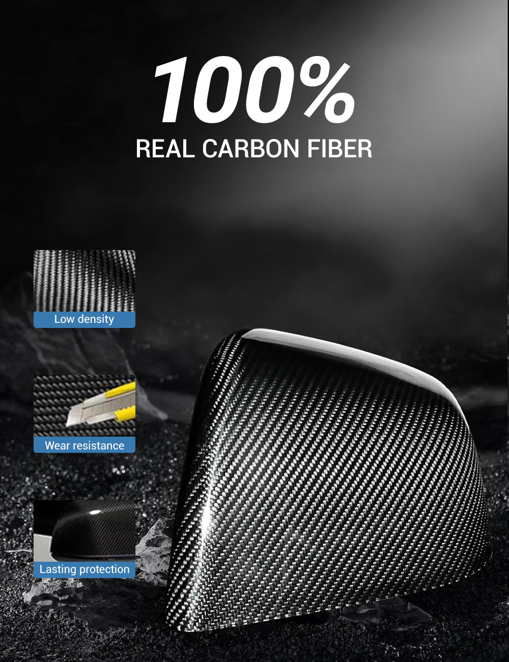 Tesla Model S/X Dry Carbon Fiber OEM-Style Side Mirror Covers - Teskay