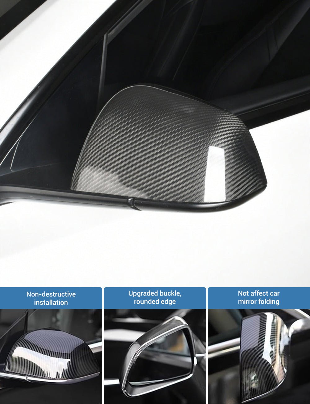 Tesla Model S/X Dry Carbon Fiber OEM-Style Side Mirror Covers - Teskay