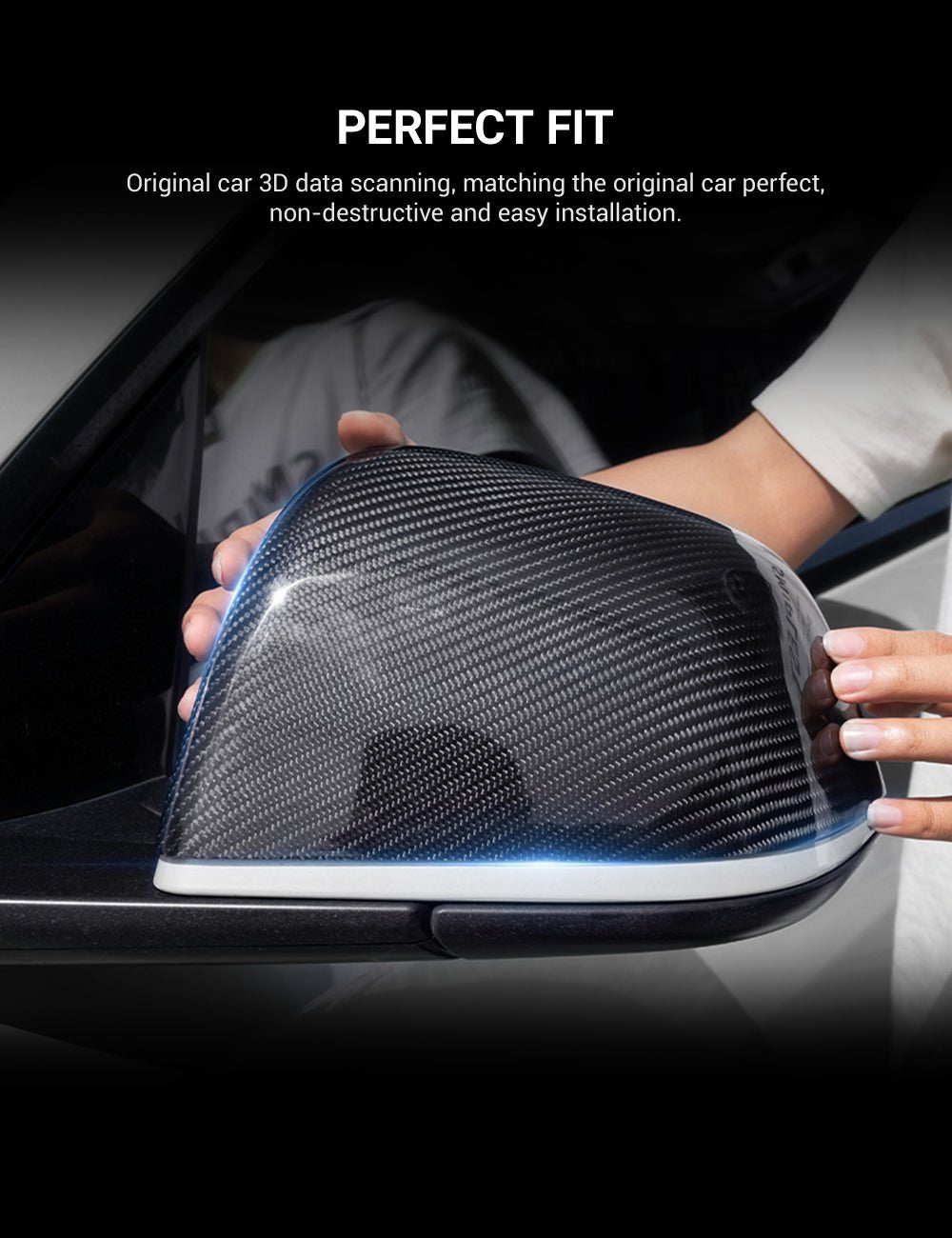 Tesla Model S/X Dry Carbon Fiber OEM-Style Side Mirror Covers - Teskay