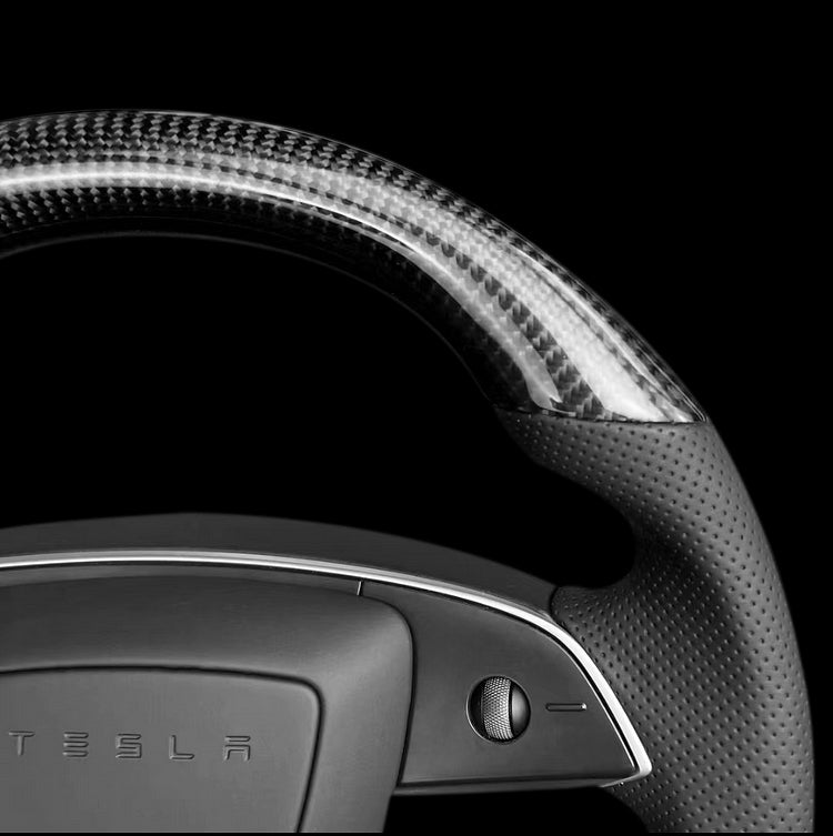 Sport Carbon Fiber Steering Wheel Replacement for Model 3 Highland & Model Y Juniper - Teskay