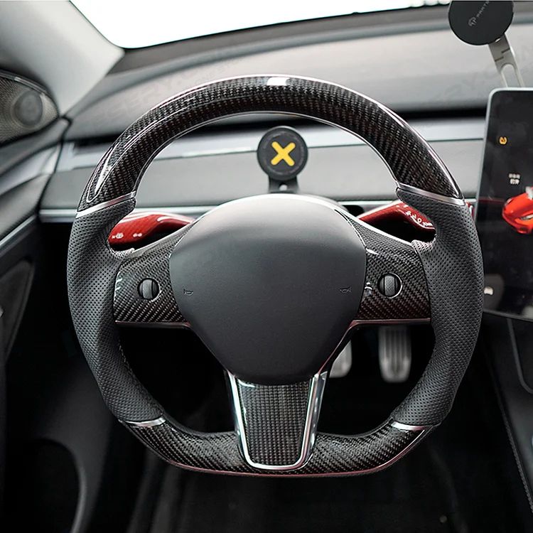 Sport Grip Carbon Fiber Steering Wheel for Tesla Model 3 / Y