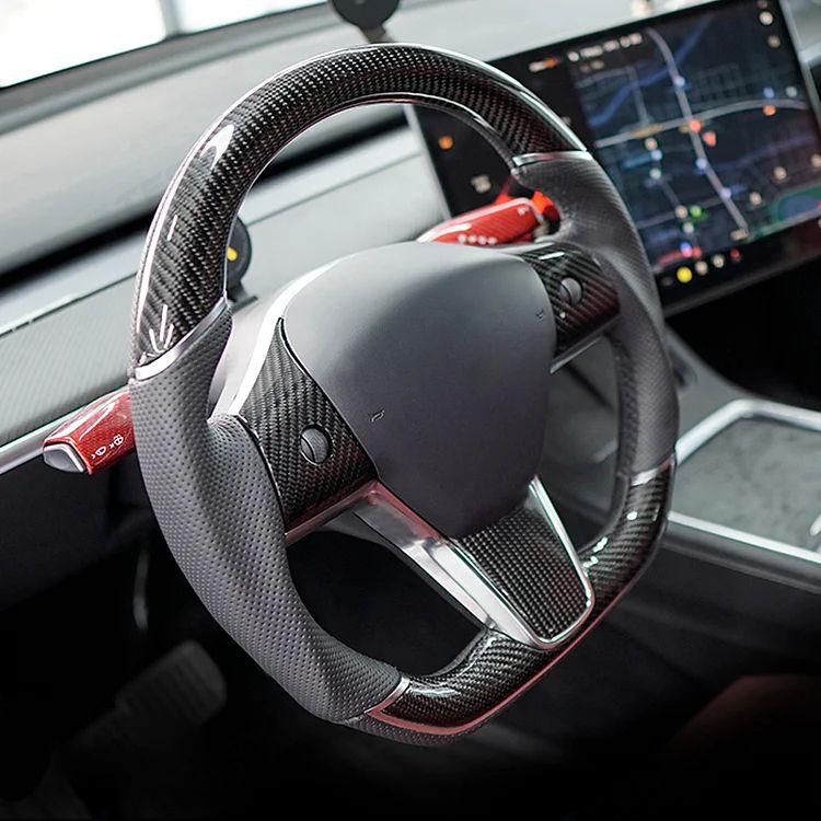 Sport Grip Carbon Fiber Steering Wheel for Tesla Model 3 / Y - Teskay
