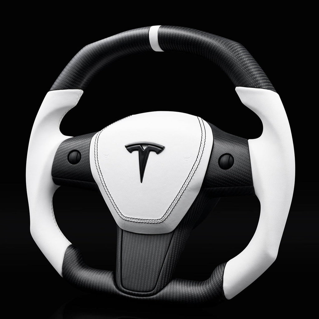 Square Carbon Fiber Steering Wheel for Tesla Model 3 / Y - Teskay