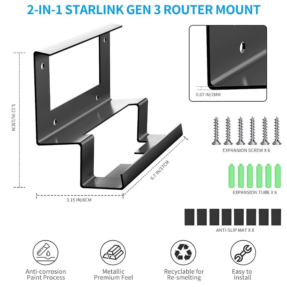 Starlink Gen 3 Router Mount | All-in-One Metal Wall Mount Kit - Teskay