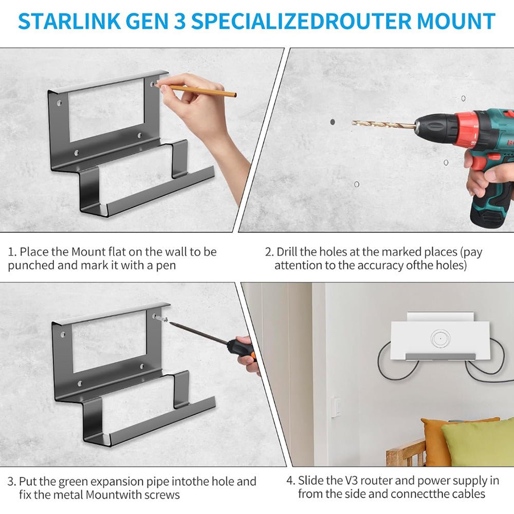 Starlink Gen 3 Router Mount | All-in-One Metal Wall Mount Kit - Teskay