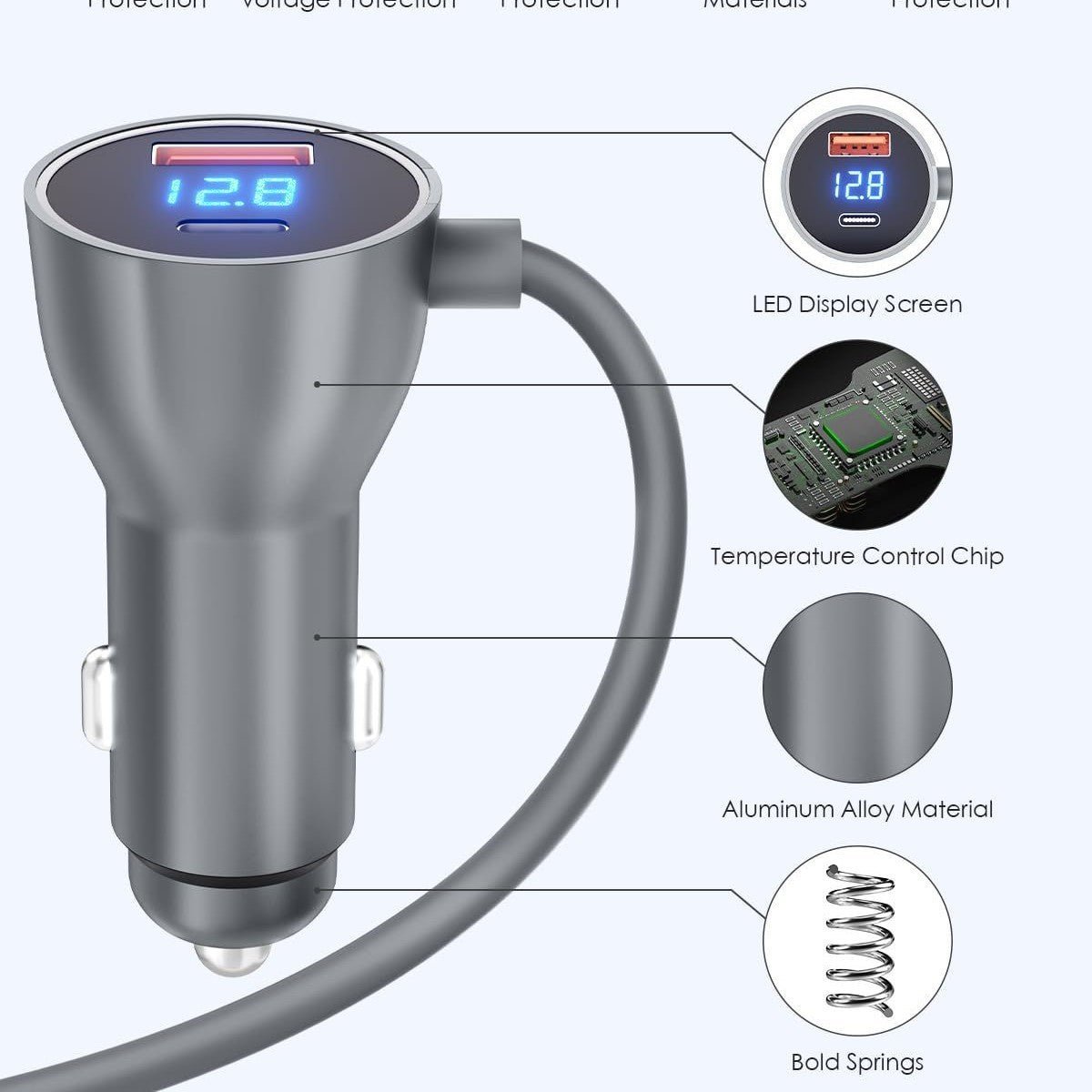 Starlink Mini Car Charger with Digital Display | 100W Type-C Power Cord - Teskay