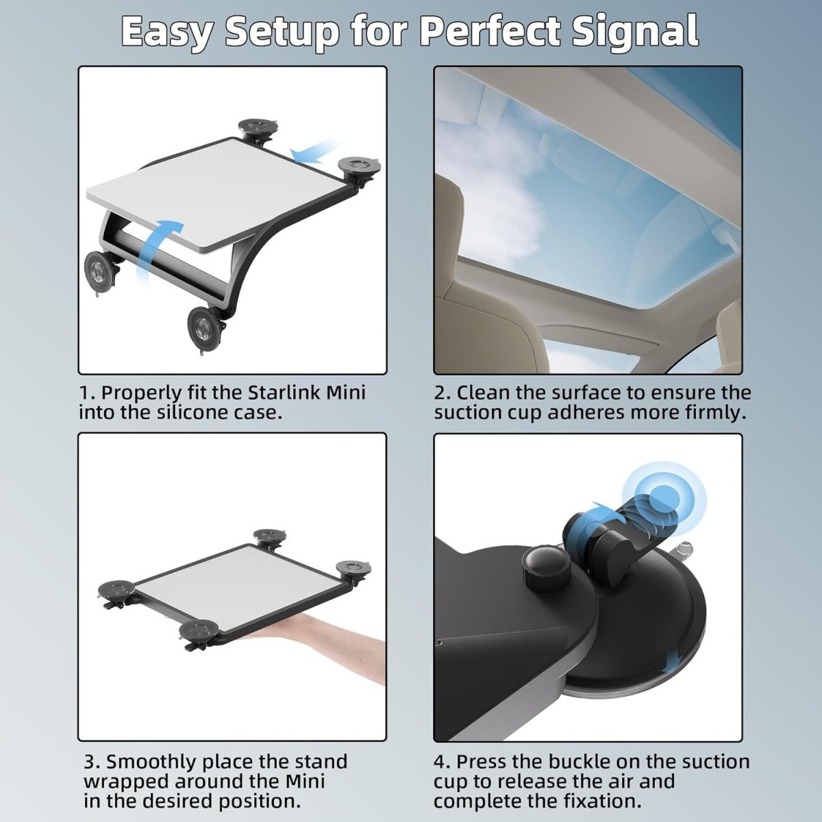 Starlink Suction Cup Mount | Silicone Protective Mount for Car Roof & RV - Teskay