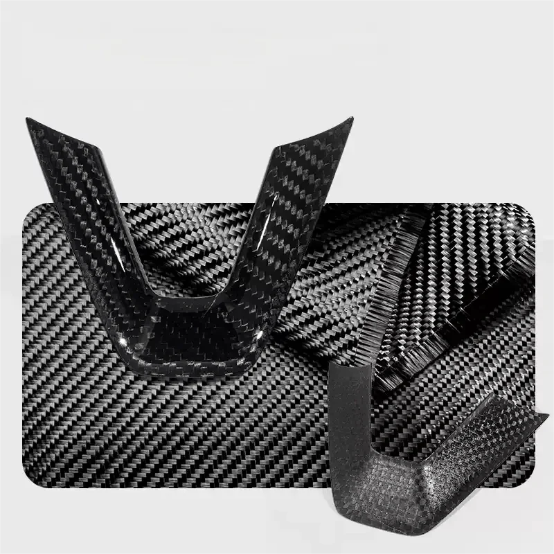 Steering Wheel Bezel Overlay Real Dry Carbon Fiber for Model 3 Highland & Model Y Juniper (3 Pieces) - Teskay